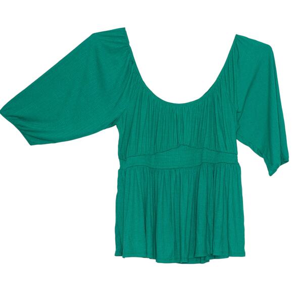 NWT Torrid Top 3/4 Sleeve Smocked Waist Milkmaid Boho Peasant Cottage Green 4 4X - Picture 6 of 6